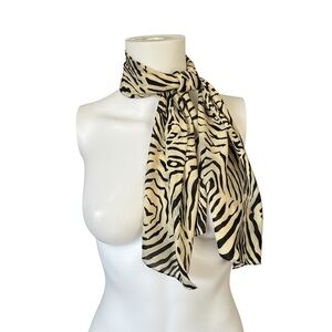 Zebra Print Scarf Neutral Silk Feel Lightweight Classic